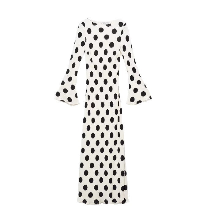 Robe maxi femme avec un motif à pois à la mode et des manches évasées Chic & Stil