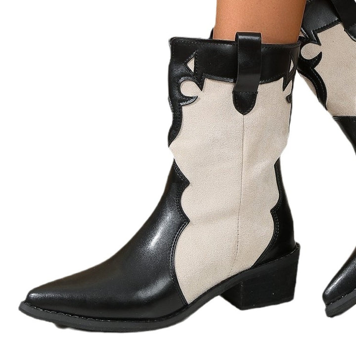Women's cowboy boots with fashionable accents and a sturdy block heel Lune London