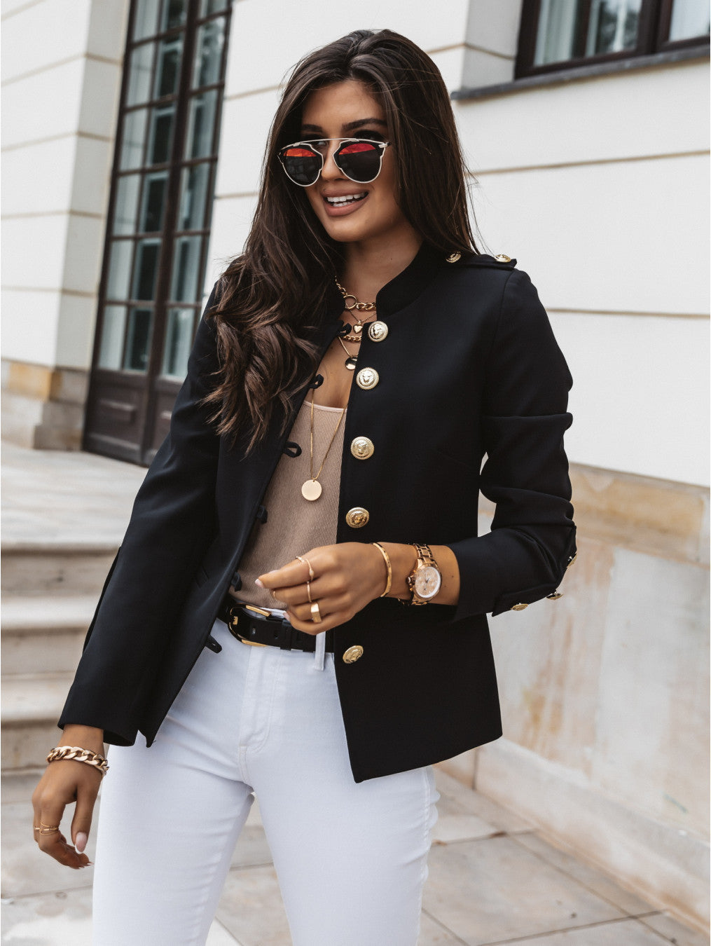 Elegant ladies' jacket with gold buttons and modern cut Lune London