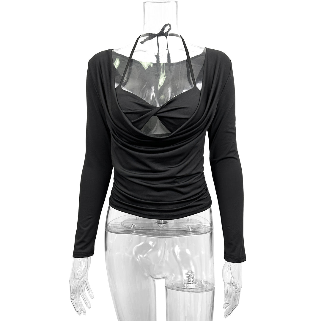 Women fitted top with ruching and off-shoulder design Lune London
