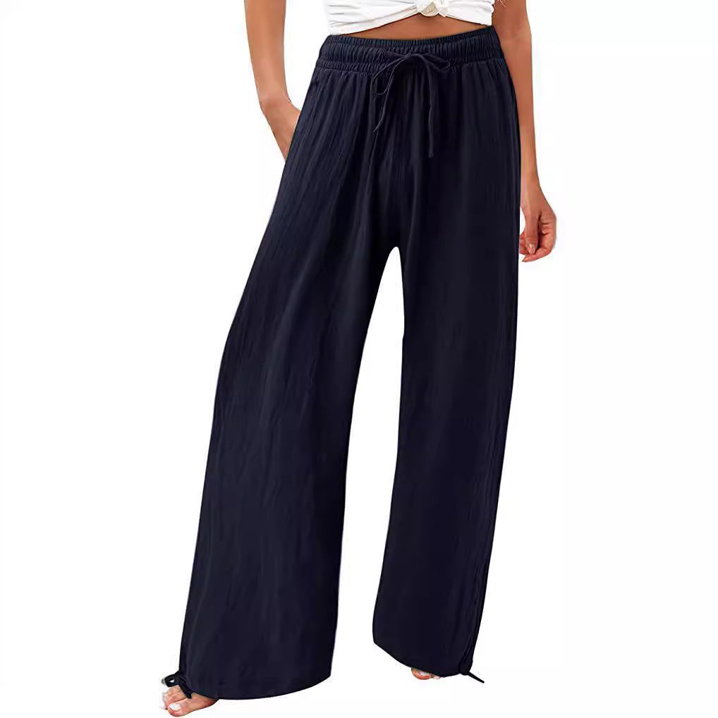 Loose summer pants for women in lightweight material with adjustable waist Lune London