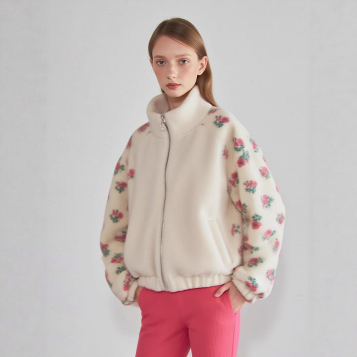 Ladies cozy fleece sweater with floral design Lune London
