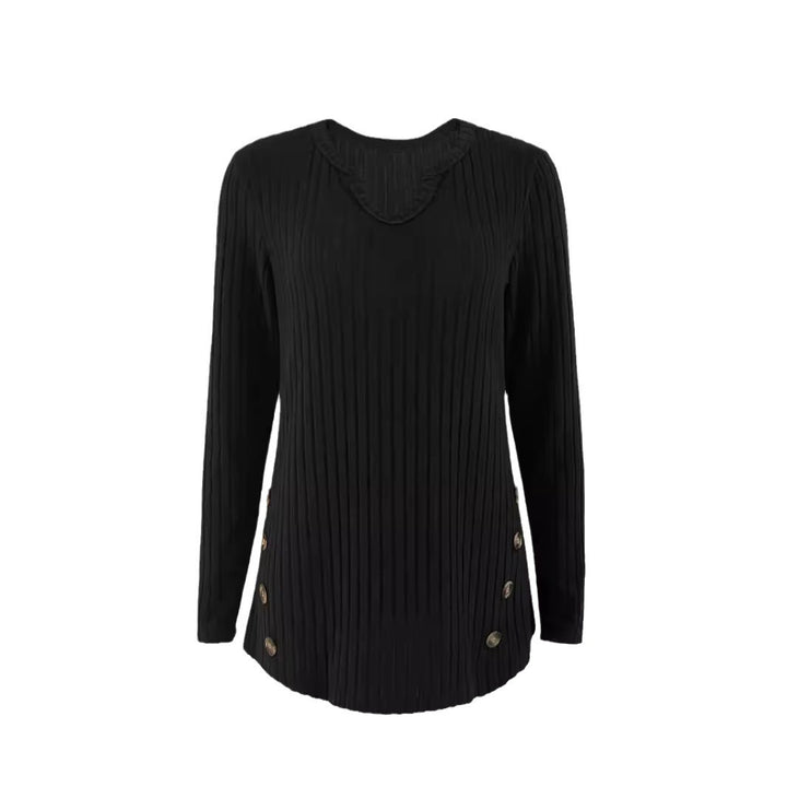 Knit sweater for women with button details on the sides and structured rib design Lune London