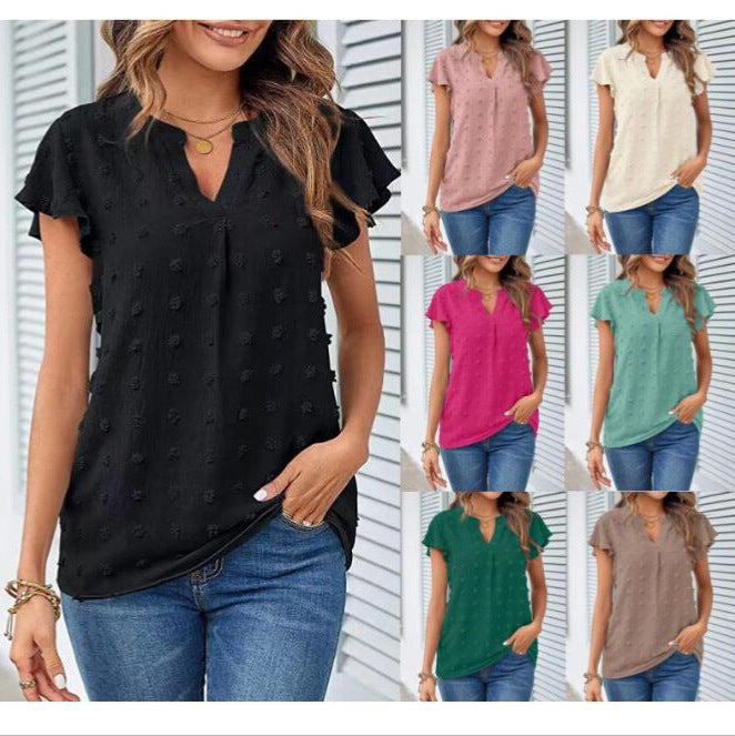 Women short top with short sleeves textured Lune London