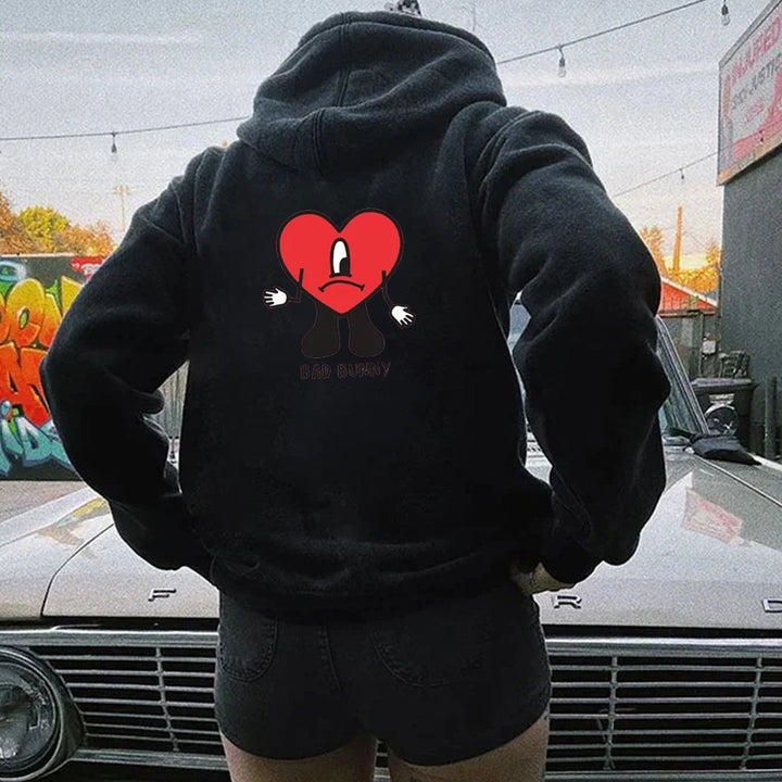 Hooded sweatshirt for women with creative heart pattern Lune London