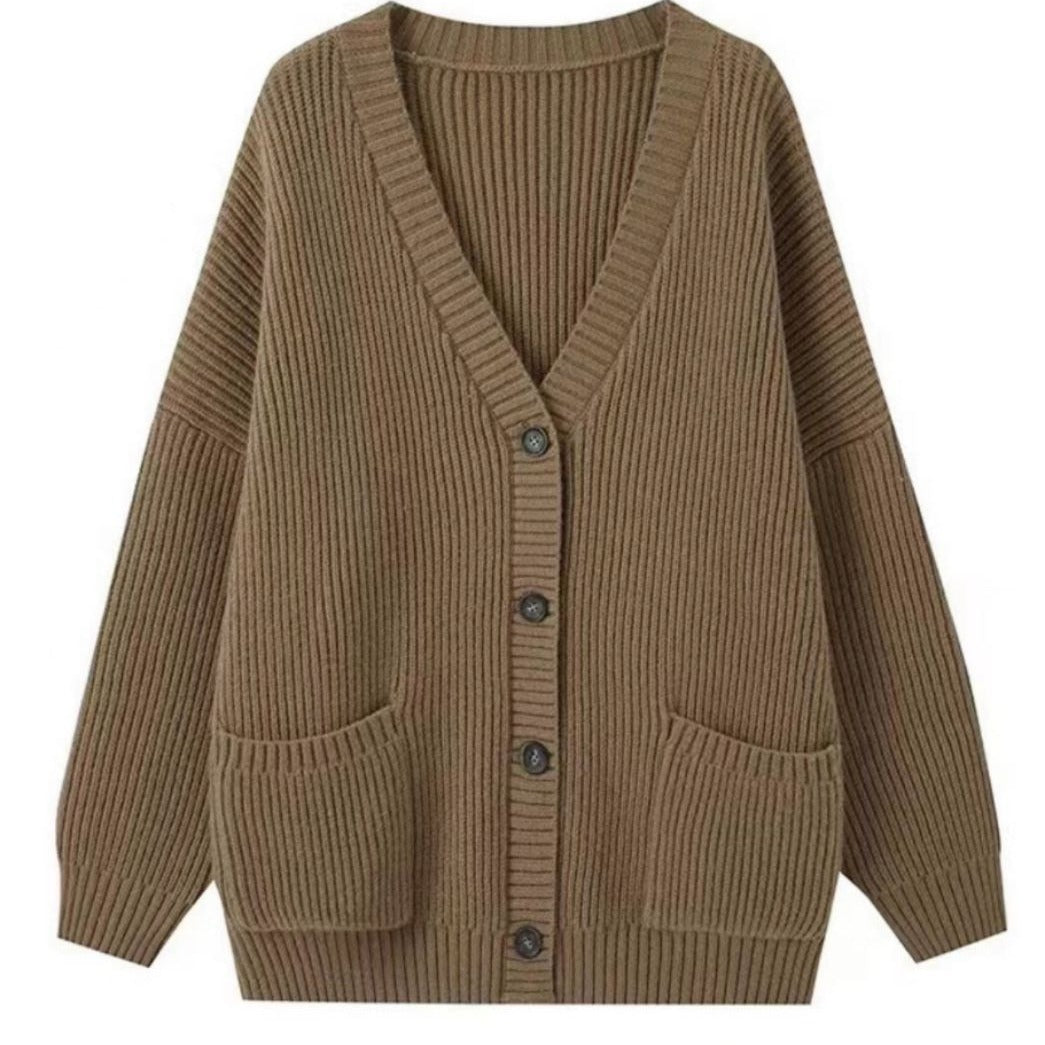 Women's knit coat with open pockets and coarse mesh structure Lune London