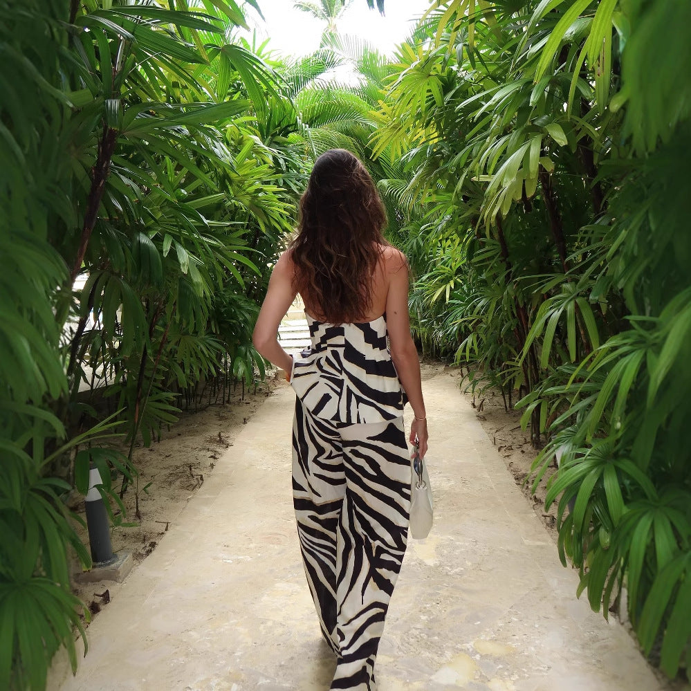 Ladies wide Palazzo pants with elegant zebra pattern Lune London