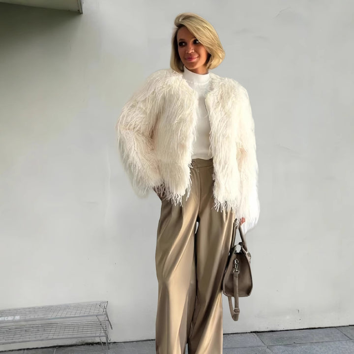 Ladies Chic and Stylish Oversized Sleeve Faux Fur Jacket