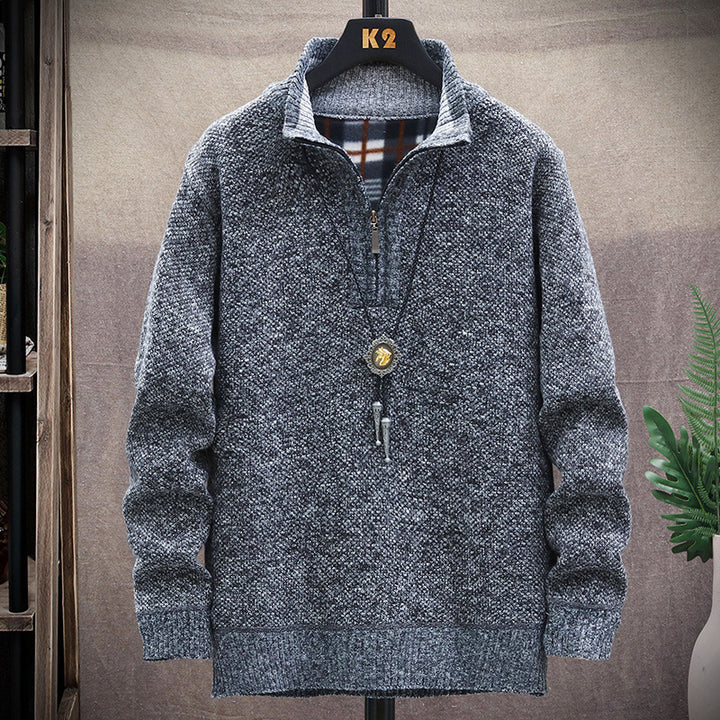 Half-zip knitted sweater for men with varied textures Lune London