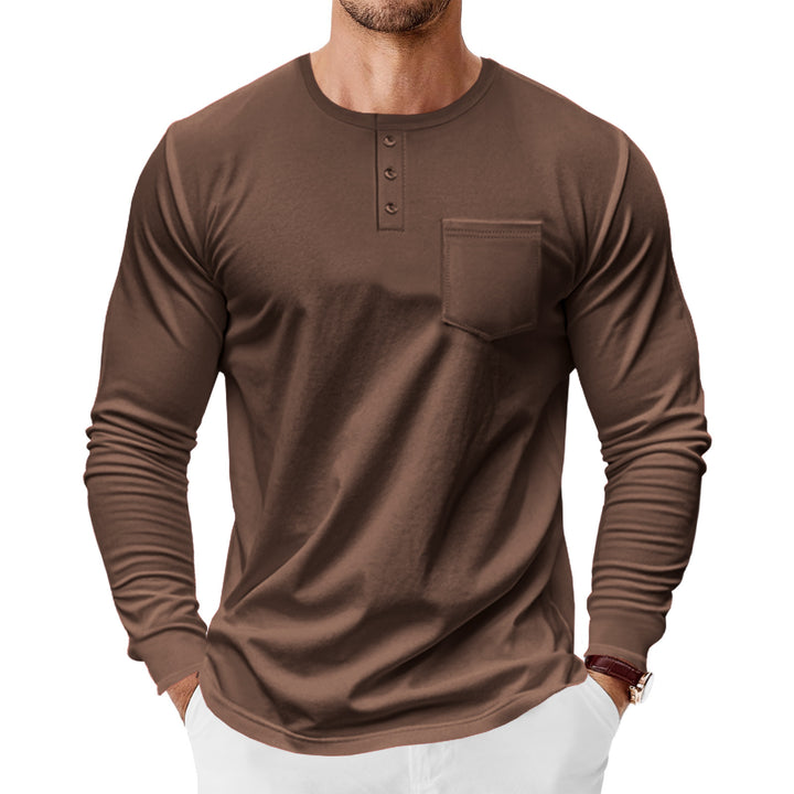 Men's long sleeve Henley shirt with trendy cut and practical chest pocket Lune London