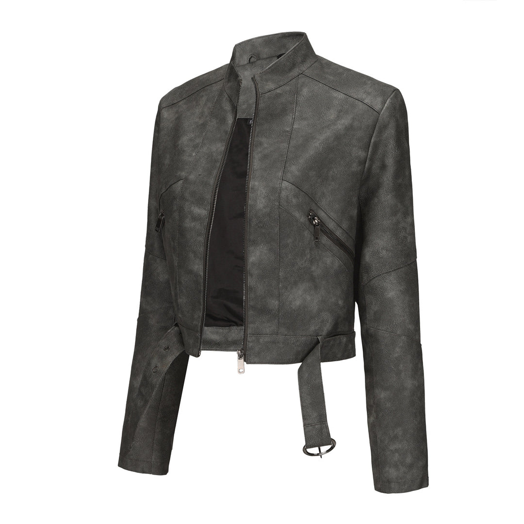 Modern cropped leather jacket for women with stylish detail Lune London