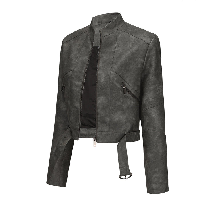 Modern cropped leather jacket for women with stylish detail Lune London