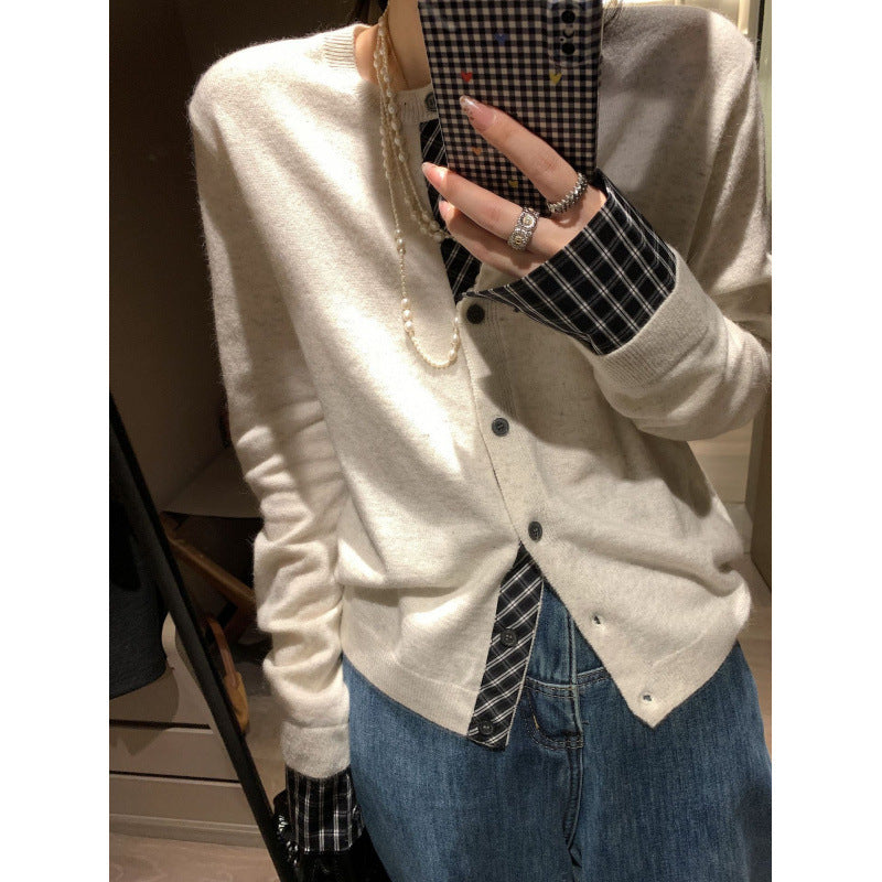 Gilet féminin en mélange de cachemire fin avec patte de boutonnage élégante Chic & Stil