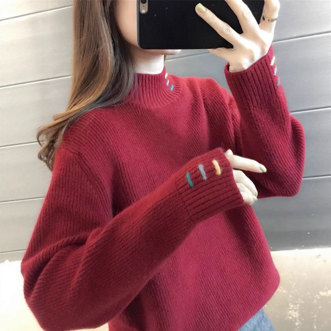 Casual pullover for ladies with ribbed structure and colorful accents Lune London