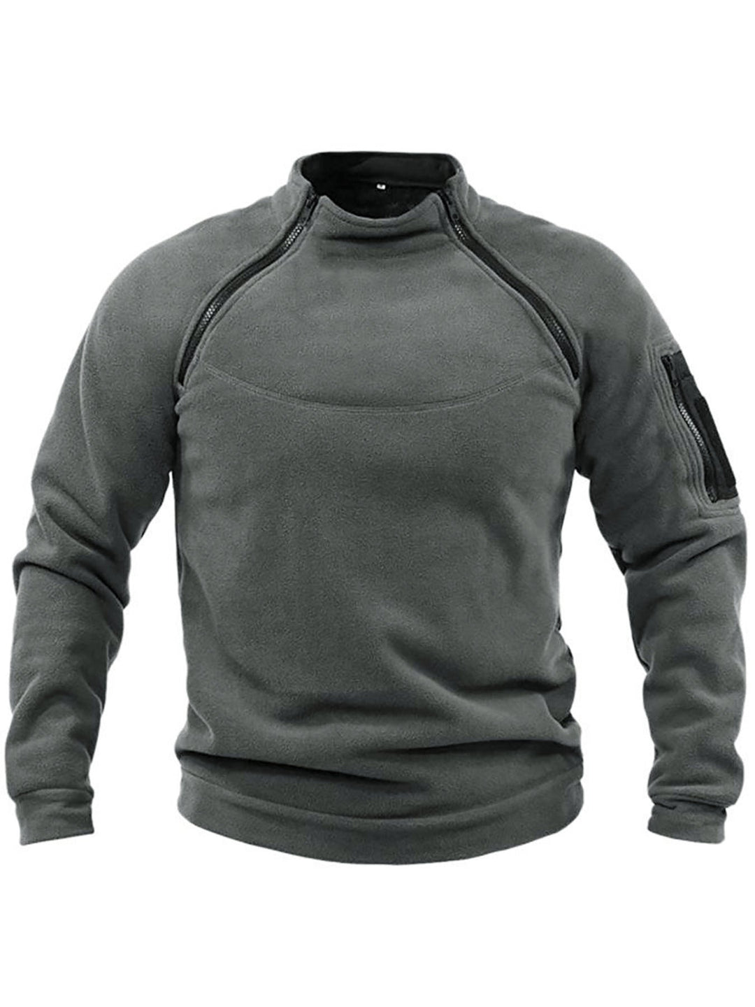 Men's Thermal Fleece Pullover with High Collar and Practical Pockets Chic Und Stil