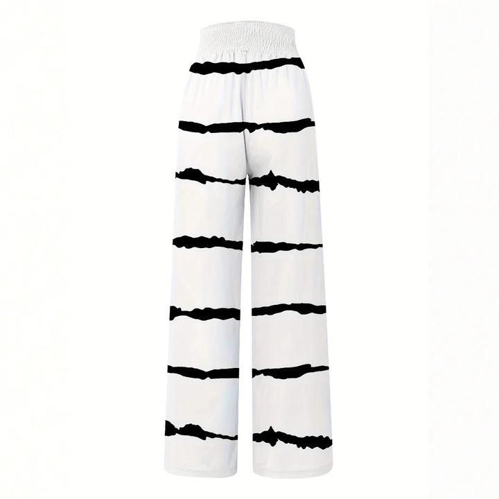 Summer wide-leg pants for women with elastic waist and trendy striped pattern Lune London