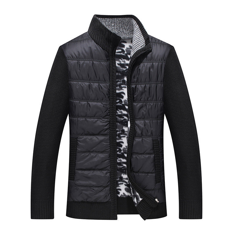 Men's Quilted Transitional Jacket with Knit Sleeves and High Collar Lune London