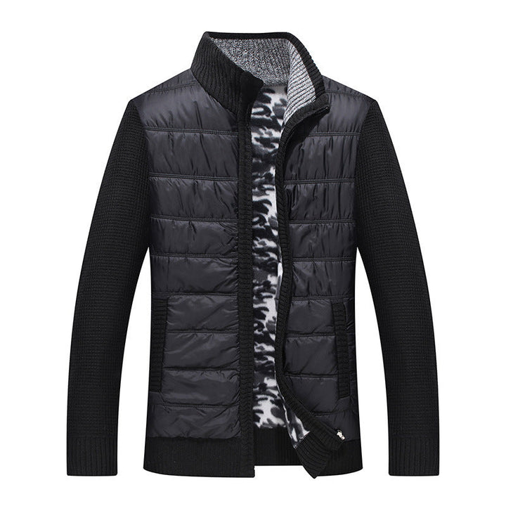 Men's Quilted Transitional Jacket with Knit Sleeves and High Collar Lune London