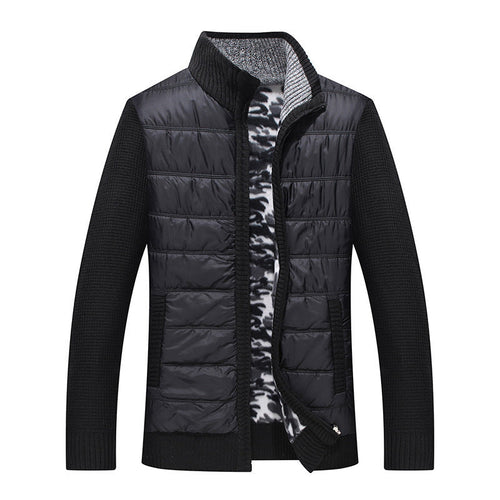 Men's Quilted Transitional Jacket with Knit Sleeves and High Collar Lune London