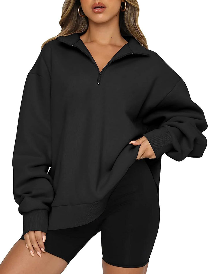 Women’s hoodie with half zipper and relaxed fit Lune London