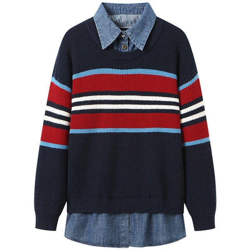 Striped round neck sweater for women with a relaxed fit and pleasant wearing comfort Lune London