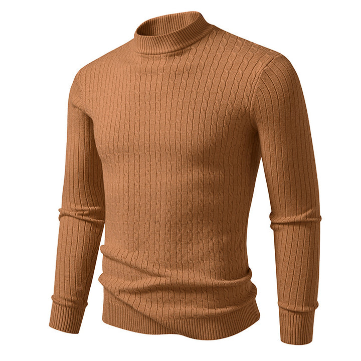 Men's turtleneck sweater with textured cable design Lune London