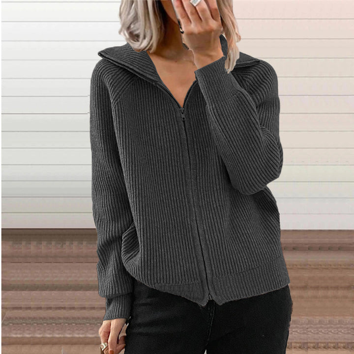Knitted jacket for women with zipper and hood Lune London