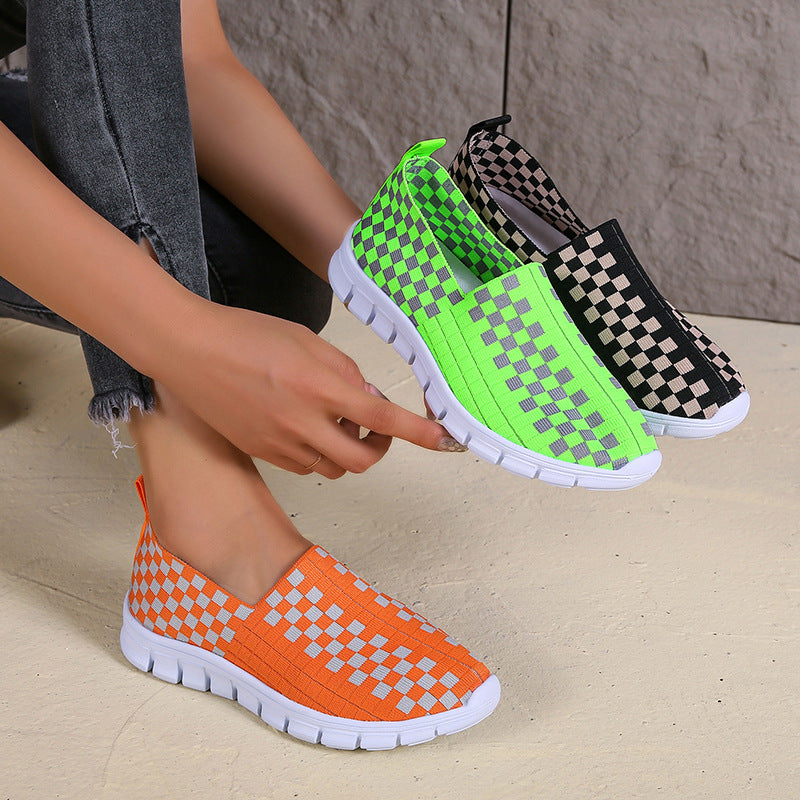Women's slip-on sports shoes with a modern checkered pattern and a non-slip sole Lune London