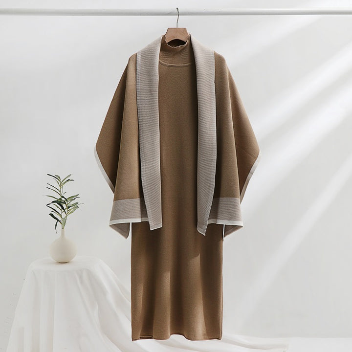 Women's knit dress with draped cardigan Lune London