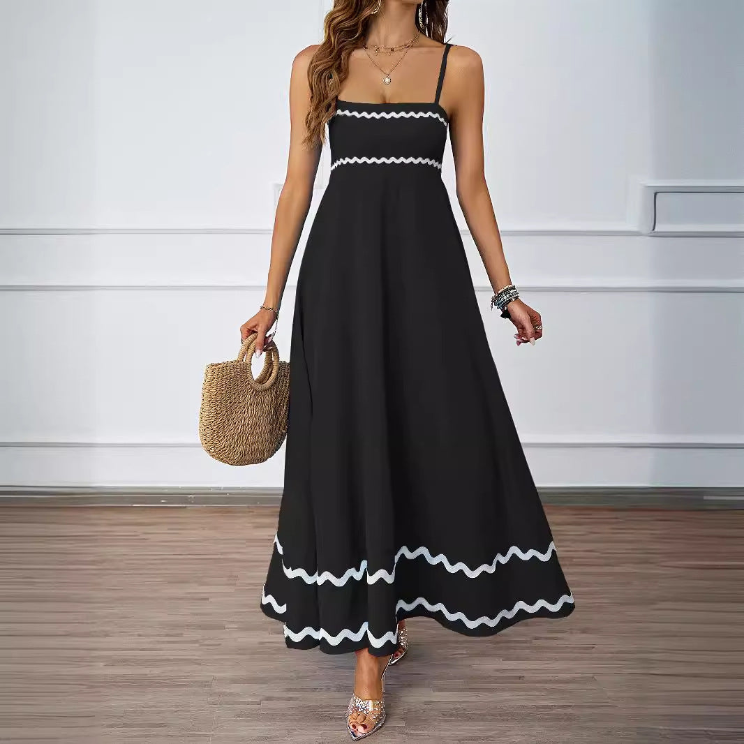Maxi dress for women with a delicate ruffled hem and thin spaghetti straps Chic & Stil
