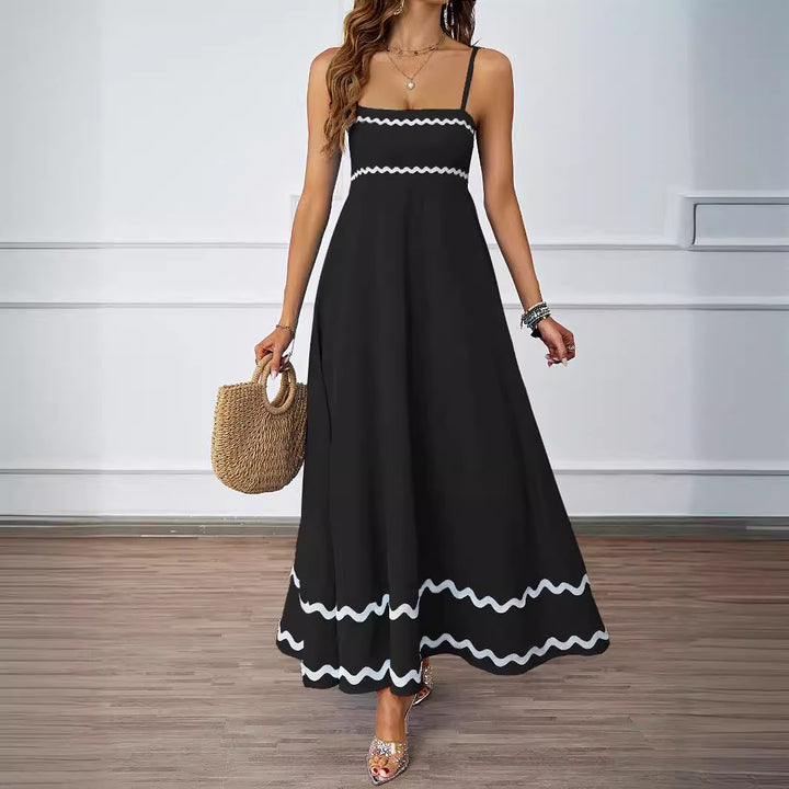 Maxi dress for women with a delicate ruffled hem and thin spaghetti straps Chic & Stil