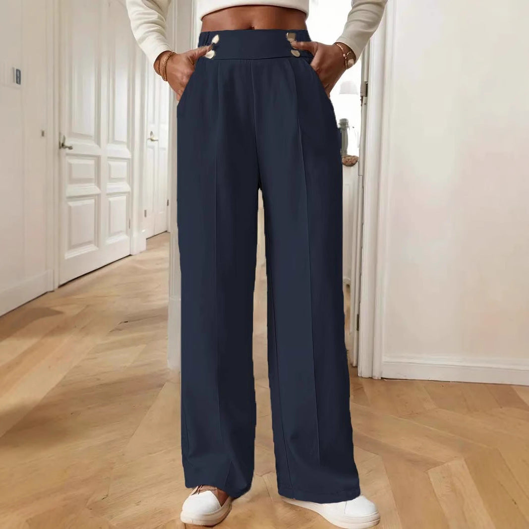 Elegant and airy high-waisted pants for women with wide legs and practical pockets Lune London