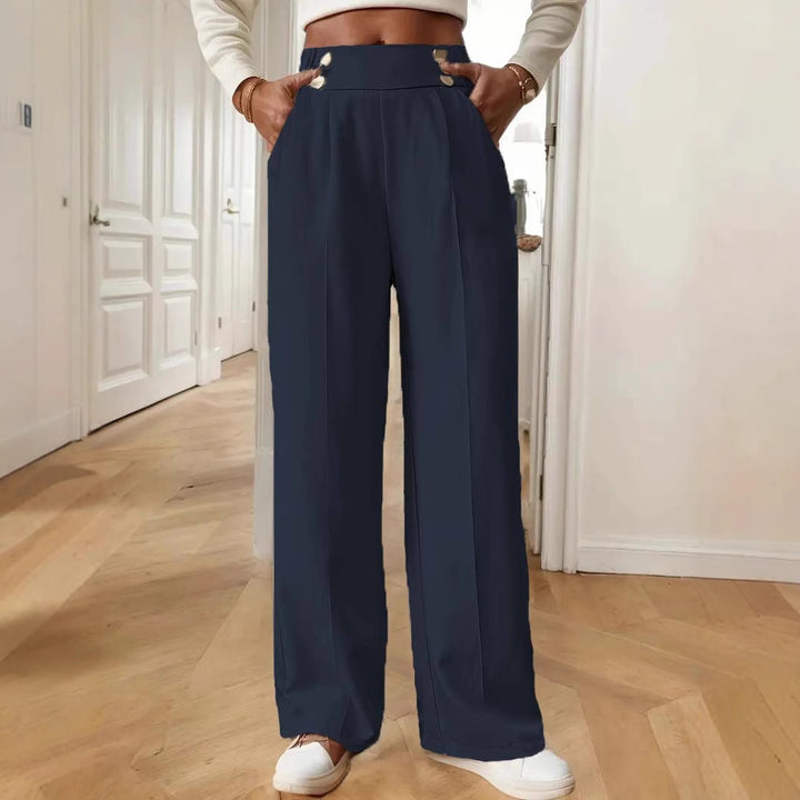 Elegant and airy high-waisted pants for women with wide legs and practical pockets Lune London