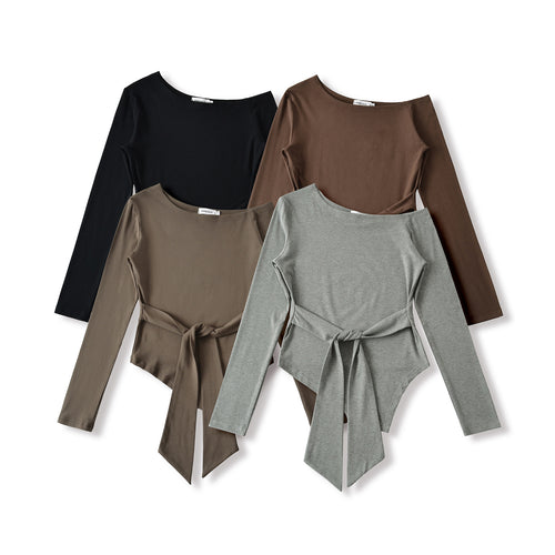 Women Long Sleeve Top with Elegant Bow Detail Lune London