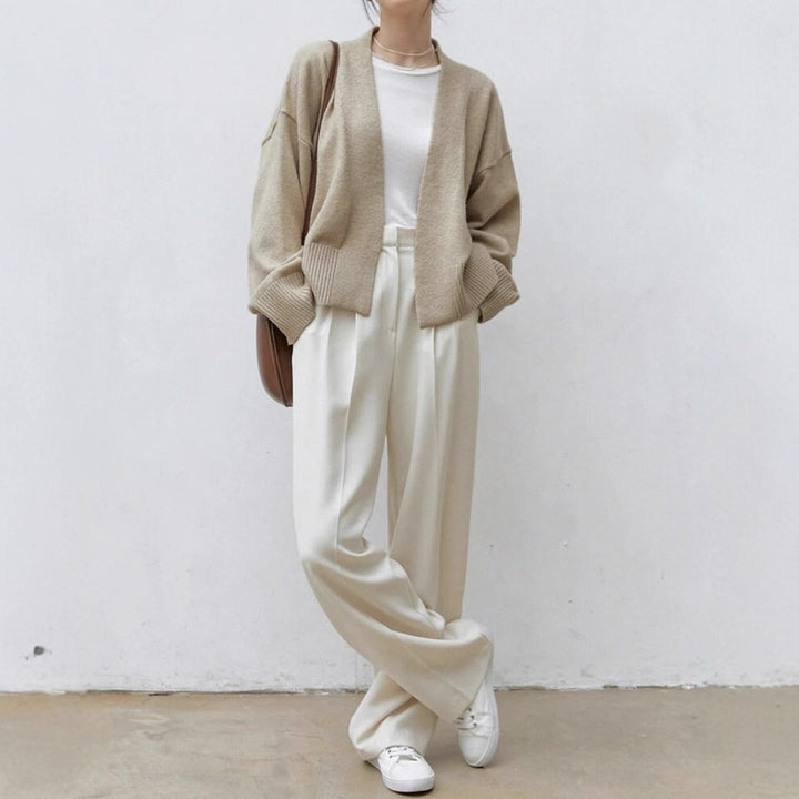 Hybrid cardigan for women with wide ribbed edge and belt Lune London