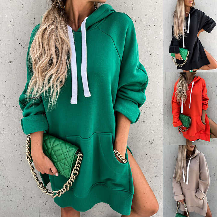 Robe hoodie pour femme avec capuche et fentes latérales Chic & Stil