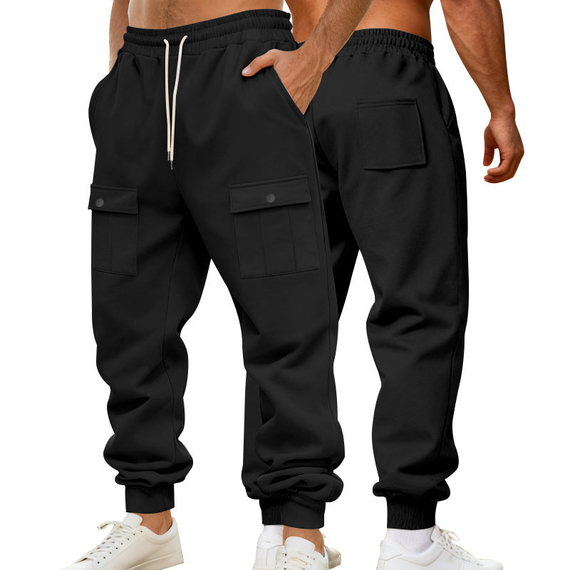 Men's Cargo Jogging Pants with Elastic Waistband and Functional Pockets Lune London