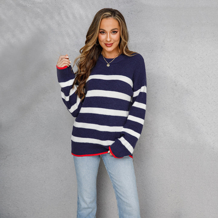 Pull en maille pour femmes à rayures maritimes Chic & Stil