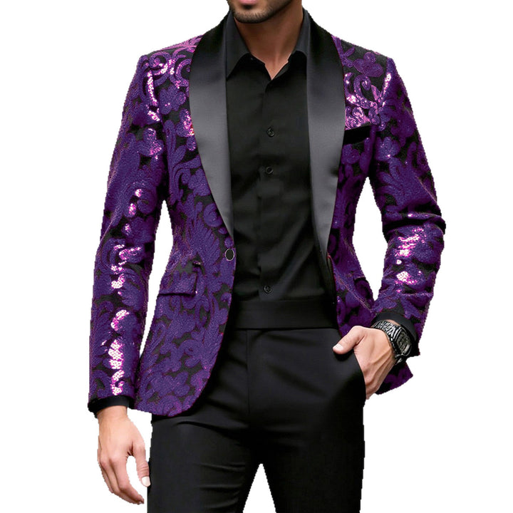 Shimmering suit blazer for men with sequin floral patterns Lune London