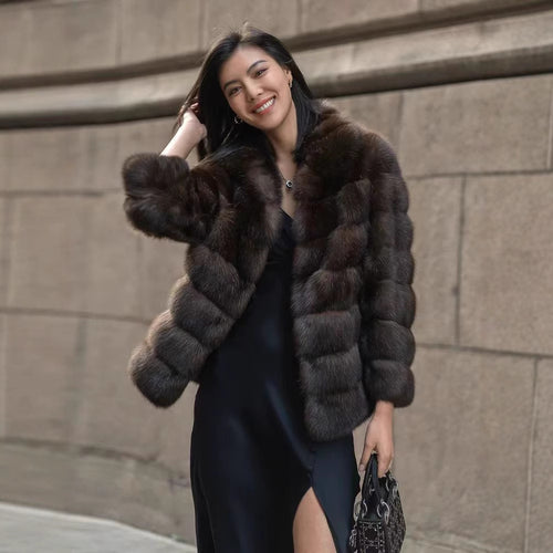 Ladies Elegant short jacket in luxurious faux fur with a voluminous design Lune London