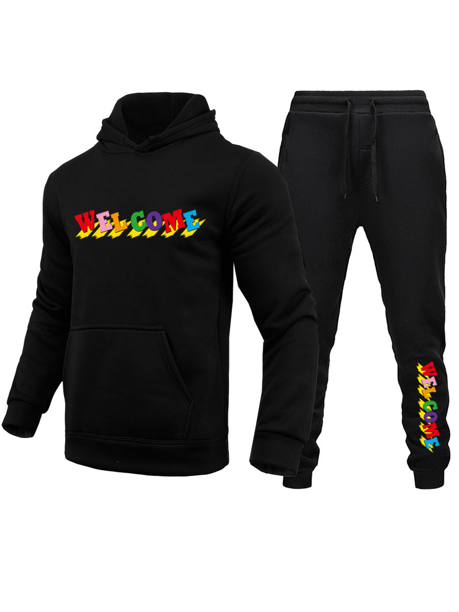 Men's hoodie and jogger pants set with vibrant inscription Lune London