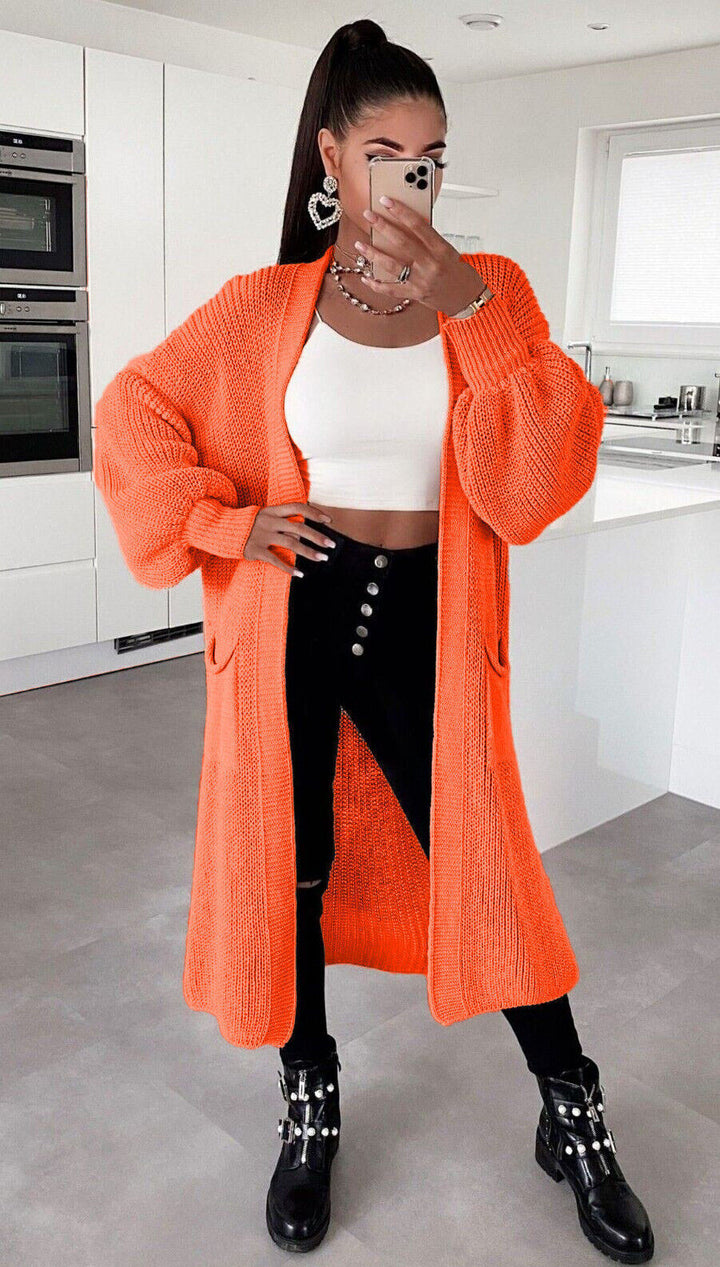 Ladies Long Sweater Coat with Large Pockets Lune London