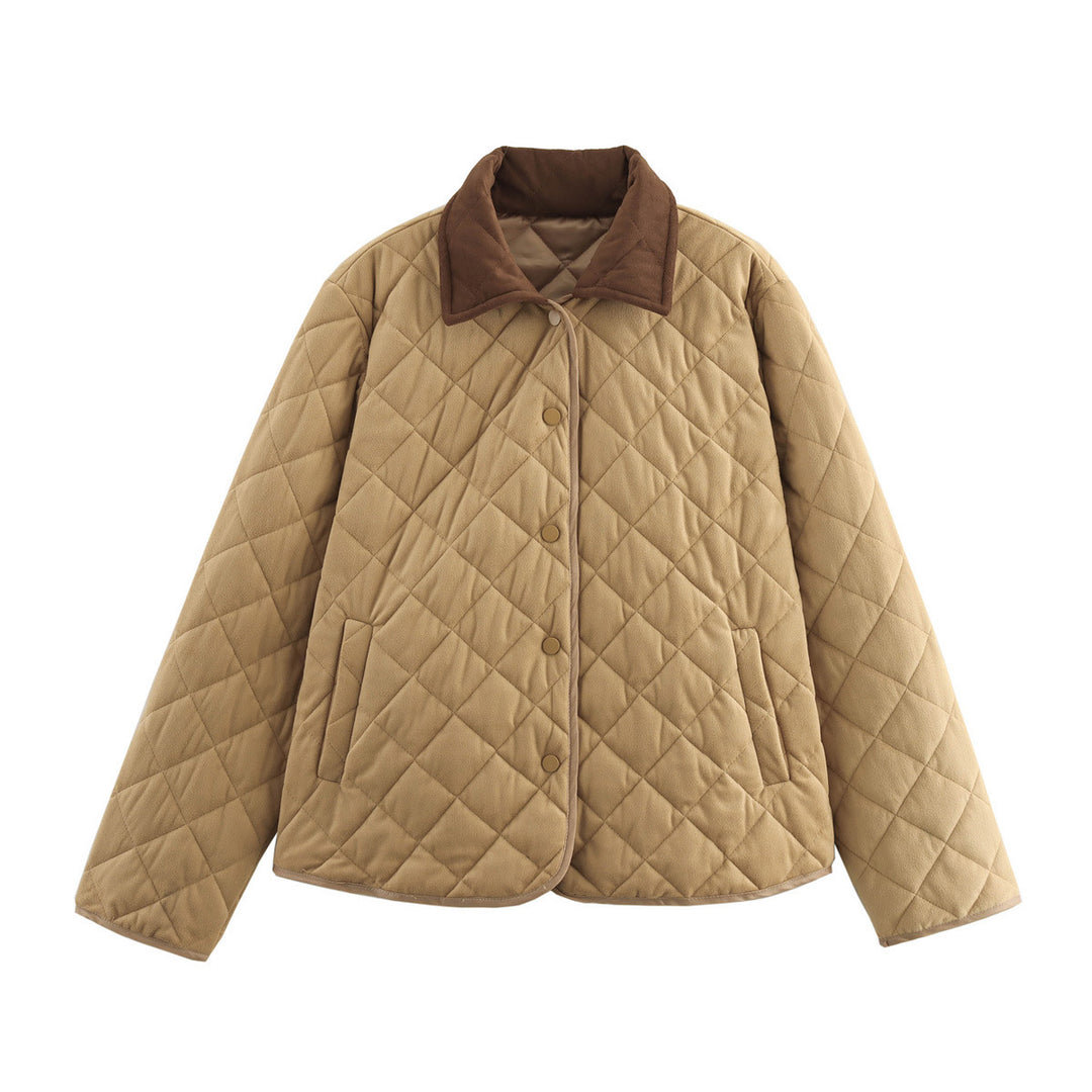 Quilted transition jacket for women with a classic stand-up collar and practical pockets Lune London