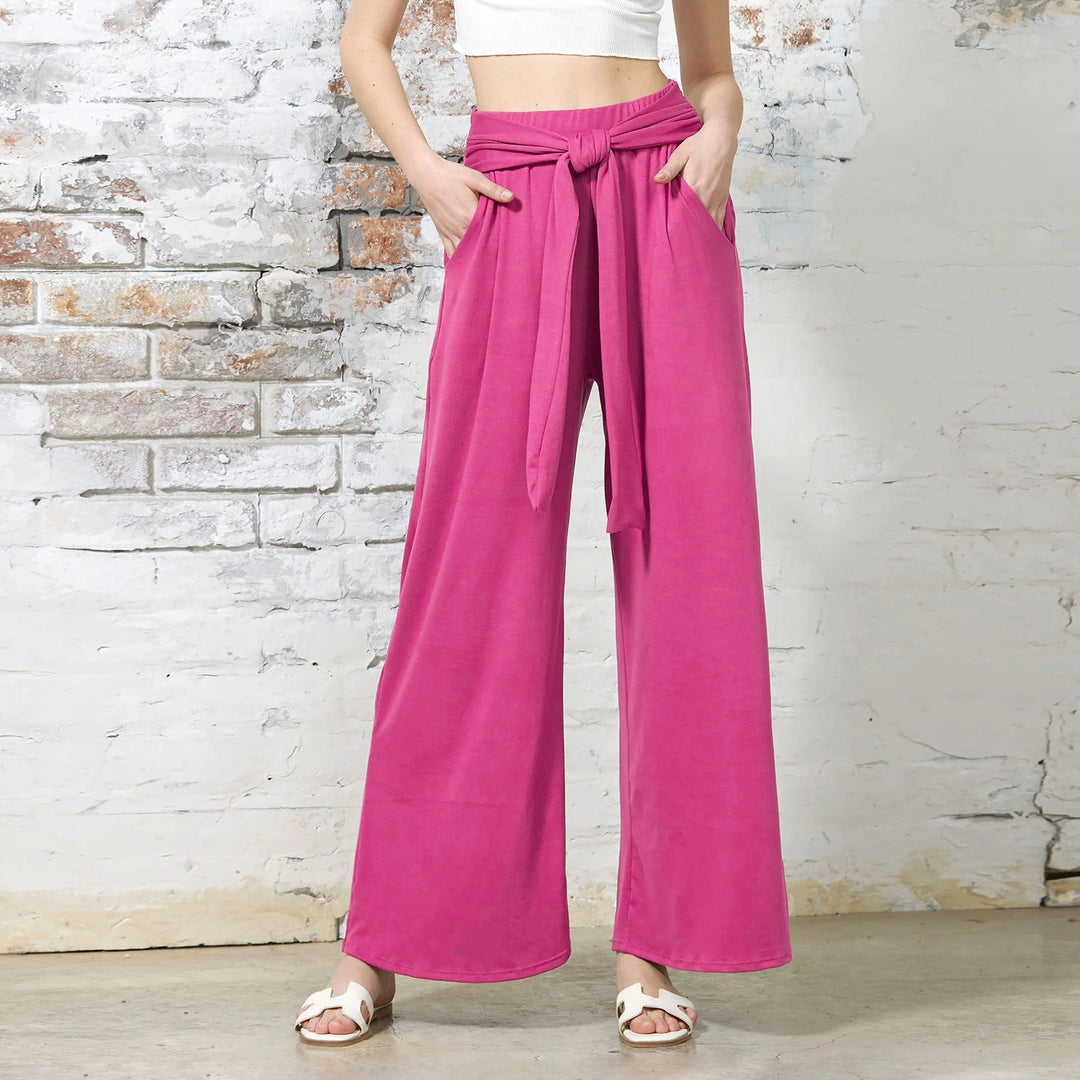 Women Comfortable and Stylish Wide Leg Pants with Waist Belt Lune London