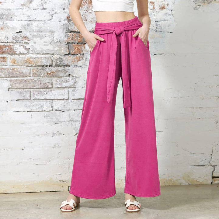 Women Comfortable and Stylish Wide Leg Pants with Waist Belt Lune London