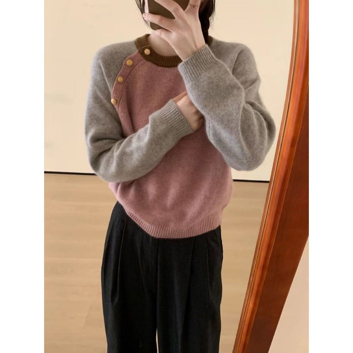 Pull en tricot confortable pour femmes avec de gros boutons Chic & Stil