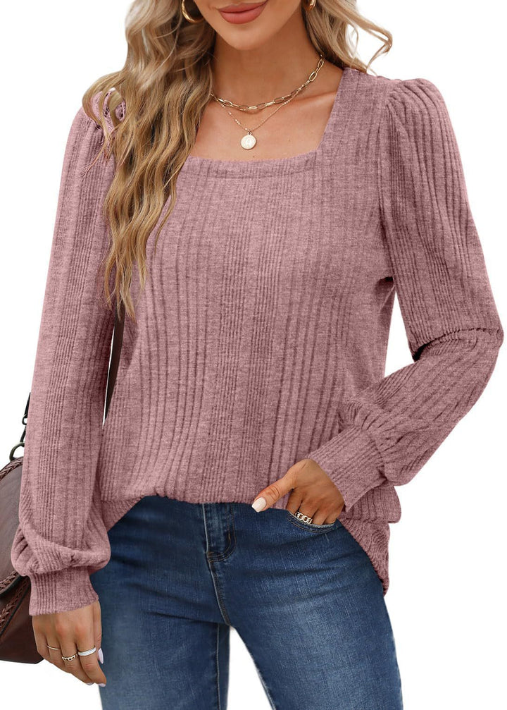 Lune London Ribbed Puff Sleeve Sweater for Women