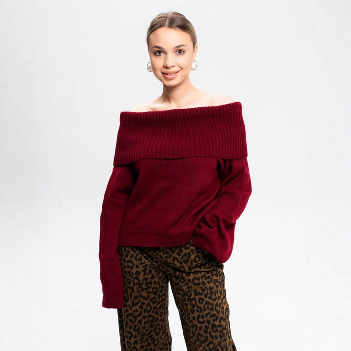 Women Off-Shoulder Chic Knit Sweater