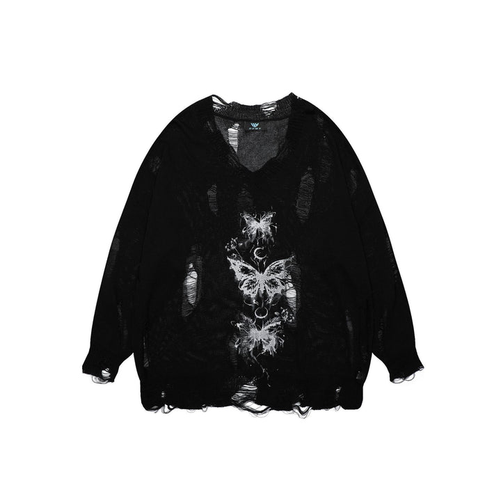 Oversized sweater for women with graphic print and faded details Lune London