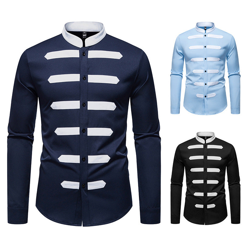 Elegant long sleeve shirt for men with contrasting inserts Chic and Style